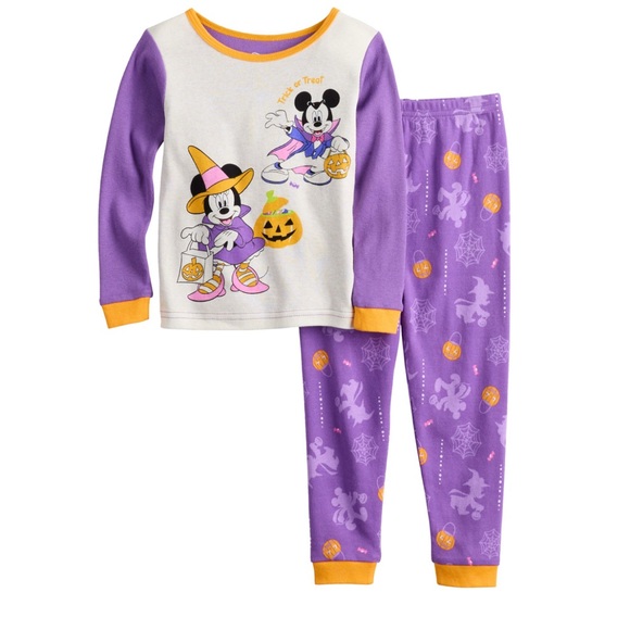 Disney's Mickey Mouse And Minnie Mouse Toddler Girls "Trick Or Treat" Pajama Set - Picture 1 of 8